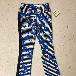 Kate Spade Rich Navy California Dreaming Hibiscus stripe legging